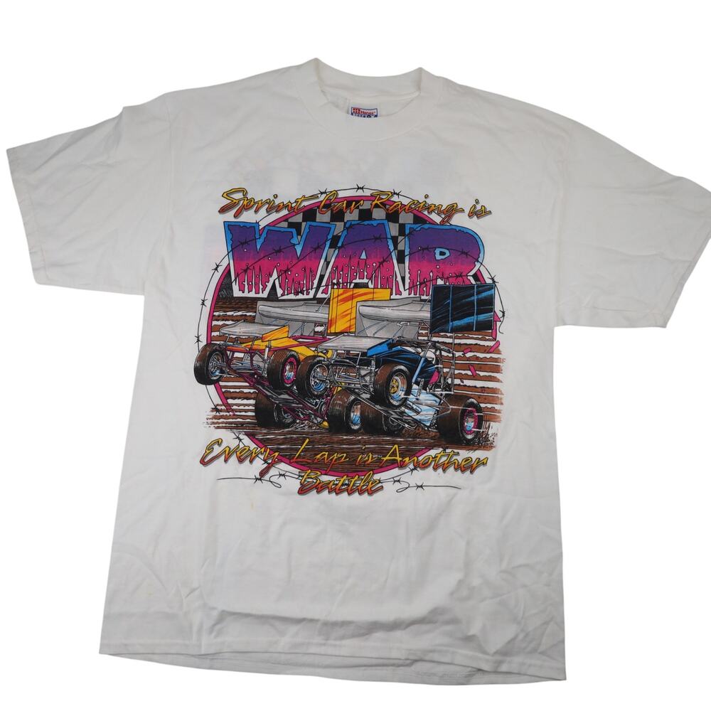Vintage Manzanita Speedway Sprint Car Racing War Graphic T Shirt